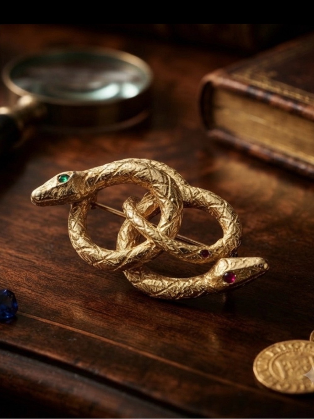 Vintage DeNicola headed snake broach (Designer)